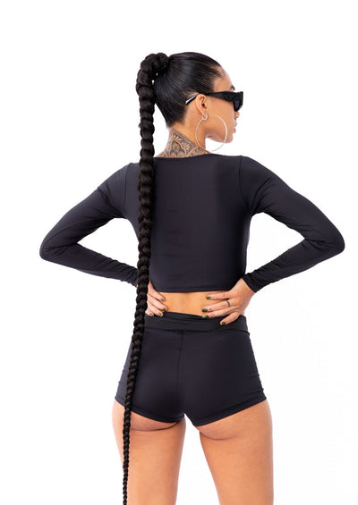 CROP TOP LONG SLEEVE BLACK