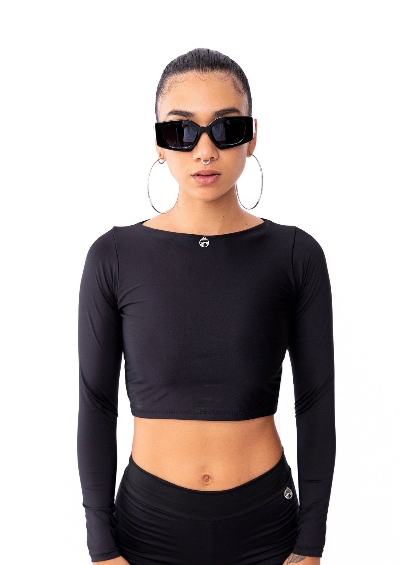 BLACK BIKINI LONG SLEEVE + PANTALON FESTIVAL MALLA SET