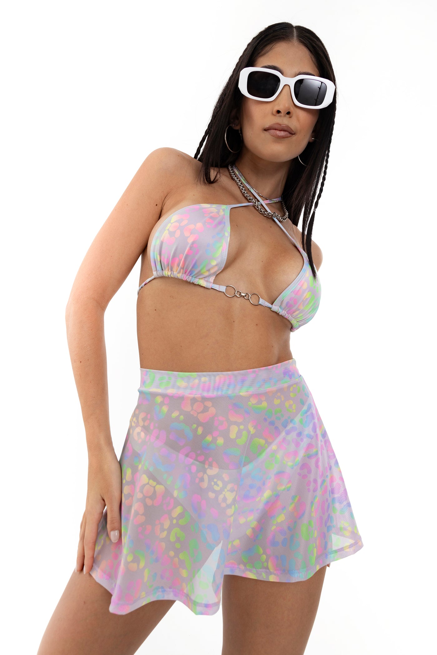 BIKINI 90S LEOPARDO HOLOGRAFICO + FALDA BOLERO