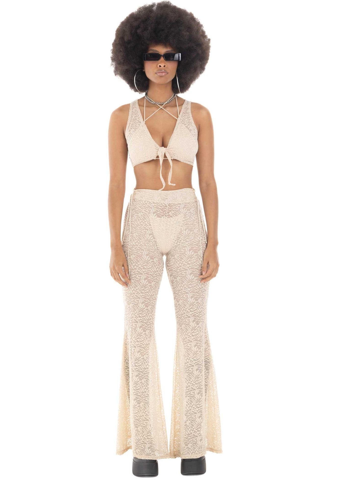 LACE BONE PANTS SET