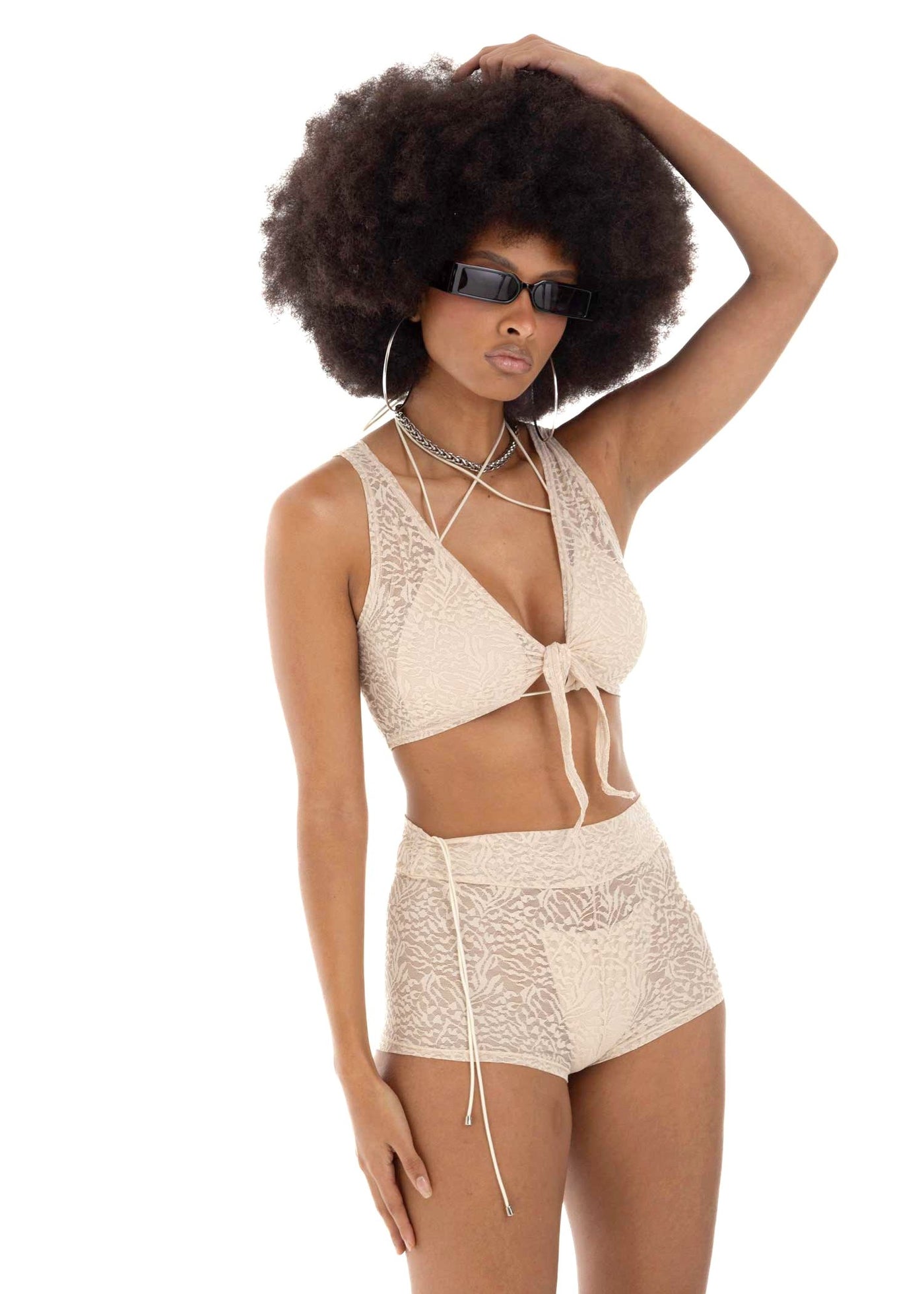 LACE BONE SHORT SET