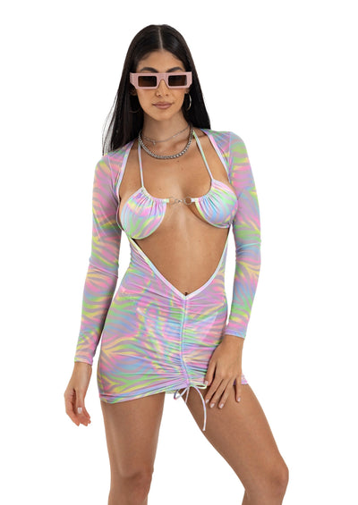 VESTIDO HOLE ZEBRA HOLOGRAFICO