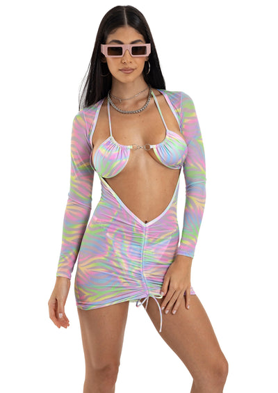 BIKINI SILVER ZEBRA HOLOGRAFICO + VESTIDO HOLE