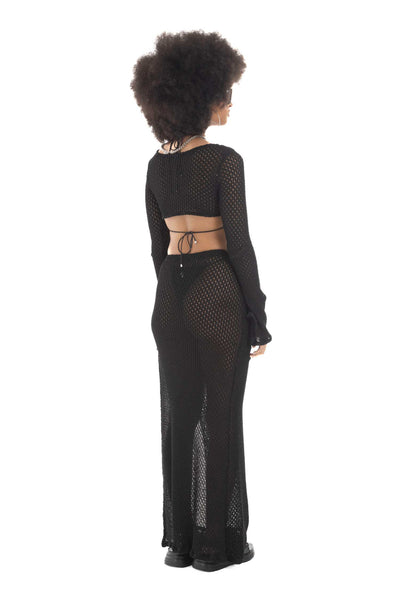 SET CROCHET BLACK MAXI