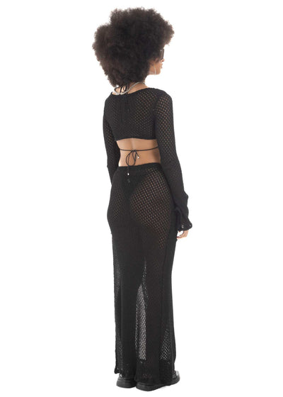 FALDA CROCHET BLACK MAXI