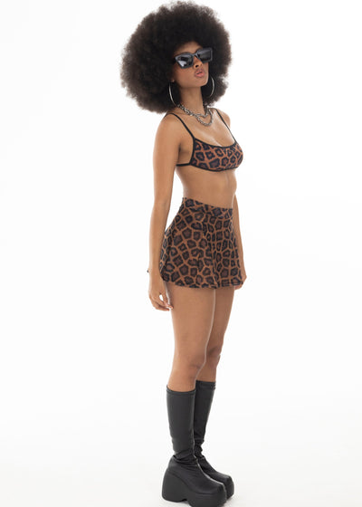 BIKINI BRALETTE + FALDA BOLERO LEOPARDO SET