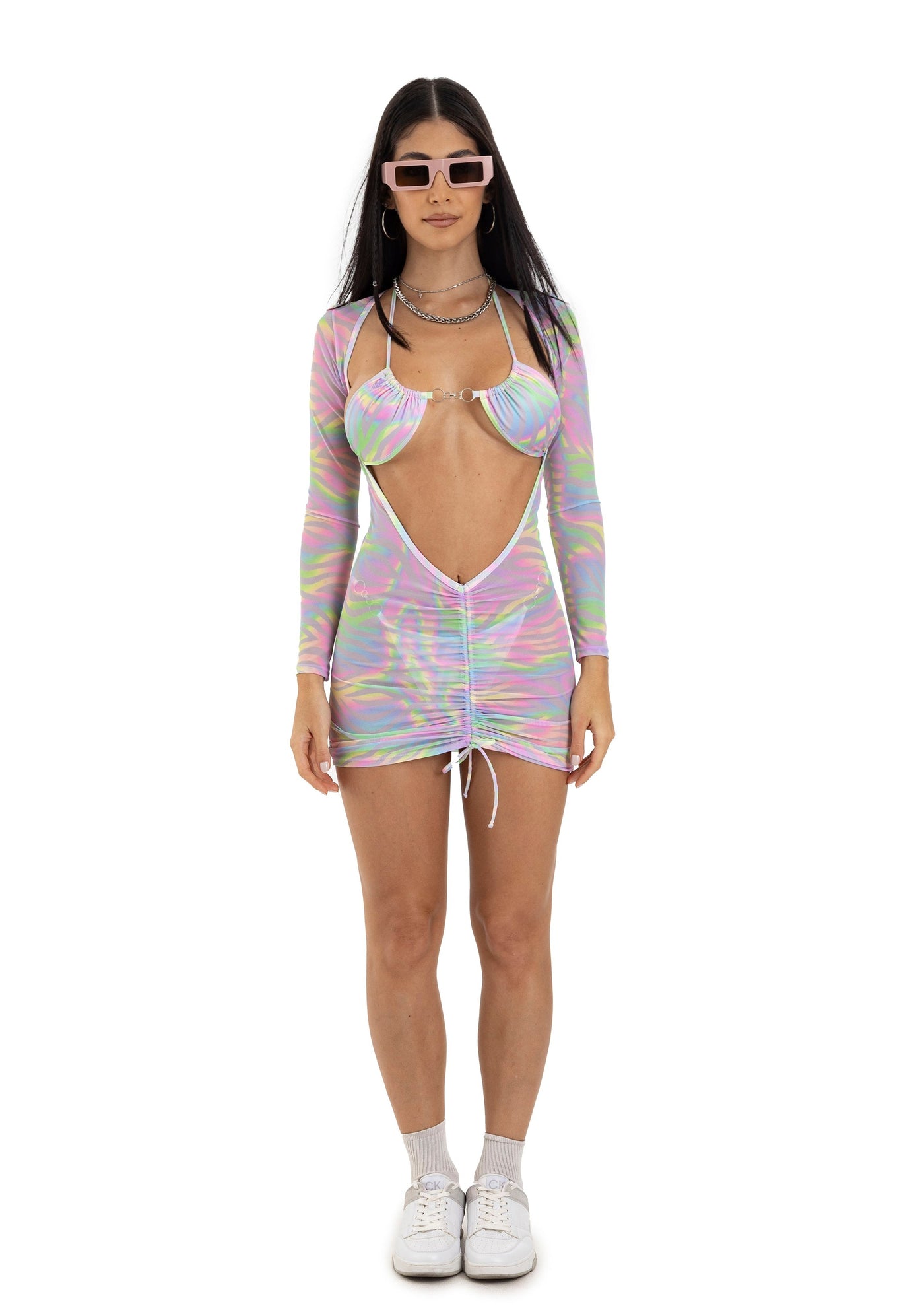 VESTIDO HOLE ZEBRA HOLOGRAFICO