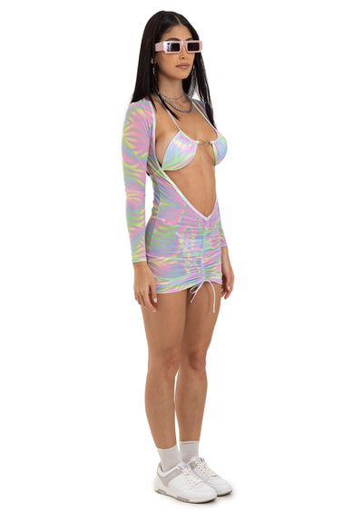 VESTIDO HOLE ZEBRA HOLOGRAFICO